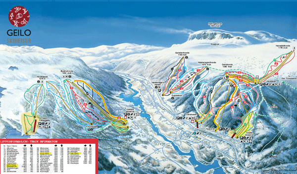 Geilo Alpine Center map, Geilo Norway 