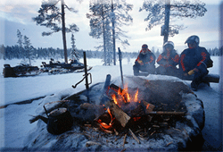 Lunch at camp fire